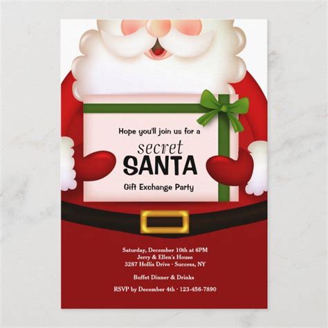 Secret Santa Holiday Party Invitation Zazzle