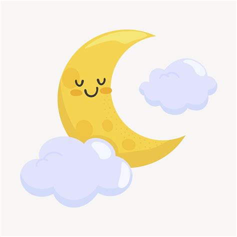 Moon Clipart Cute Cartoon Illustration Premium Psd Rawpixel