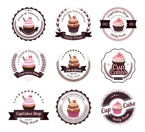 Premium Vector Collection Of Cupcake Labels Cupcakes Vintage