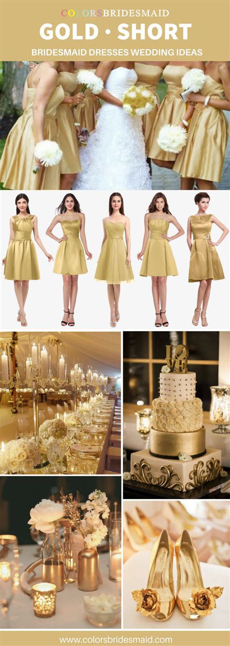 Short Antique Gold Bridesmaid Dresses