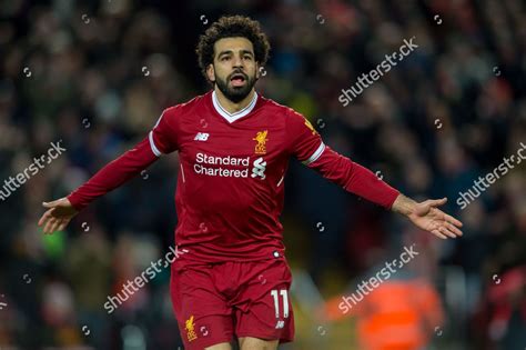 Liverpools Mohamed Salah Celebrates Scoring His Editorial Stock Photo