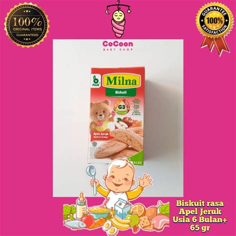 Jual Camilan Snack Bayi Milna Biskuit Apel Jeruk 6 Bulan Keatas 65 Gr