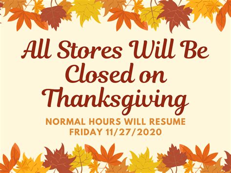 Thanksgiving Store Hours