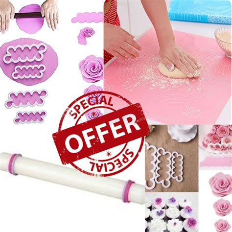 Special Offer Silicone Fondant Sheetfondant Rolling Pin3pc Rose
