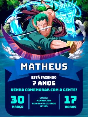 Invitaci N De Cumplea Os De Zoro De One Piece Un Incre Ble Editor En