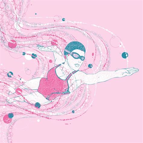 Ilustración Vectorial De Una Mujer Nadando En Una Piscina Rastro