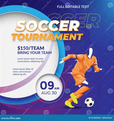 Football Soccer Tournament Flyer Design Template Stock Vector