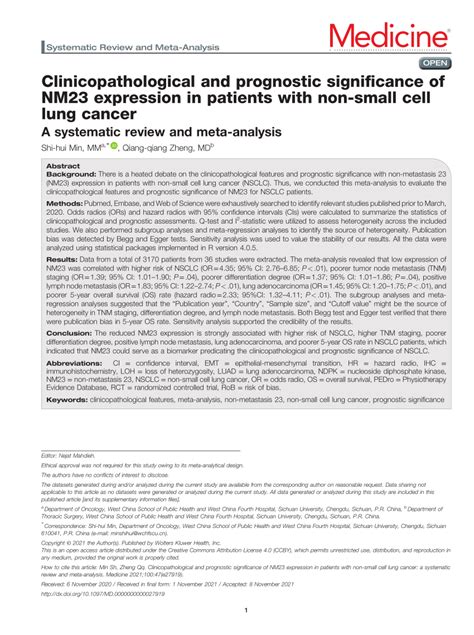 Pdf Clinicopathological And Prognostic Significance Of Nm23