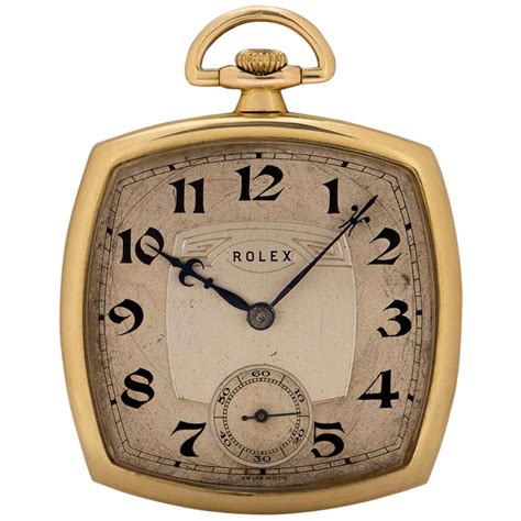 Rolex Rare Art Deco Open Face Pocket Watch Vintage 9 Karat Gold Silver