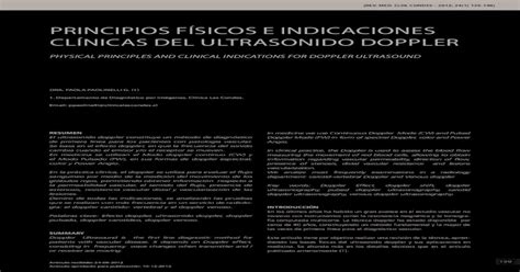 Principios físicos e indicaciones clínicas del ultrasonido doppler