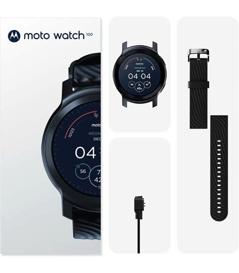 Motorola Moto Watch 100 Phantom Black Smart Watch 42mm Gps Spo2 5 Atm Water Resistant