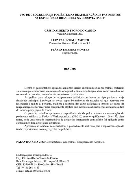 Pdf Uso De Geogrelha De Poli Ster Na Reabilita O De Pavimentos A