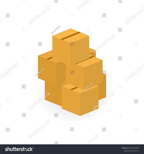 Pile Stacked Cardboard Boxes Vector Illustration Stock Vector Royalty