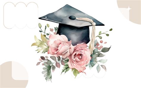 Graduation Cap With Flower Watercolor Graphic By Nesmly · Creative Fabrica