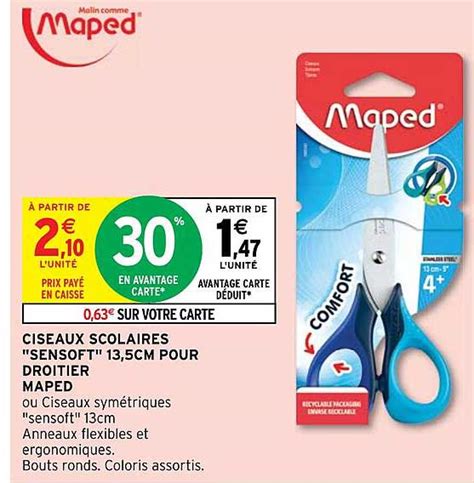 Promo Ciseaux Scolaires Sensoft 13 5 Cm Pour Droitier Maped Chez