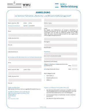 Ausfüllbar Online weiterbildung uni muenster Telefon Handy Fax Email