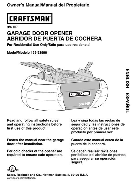 Repair Of Craftsman Garage Door Opener Manual