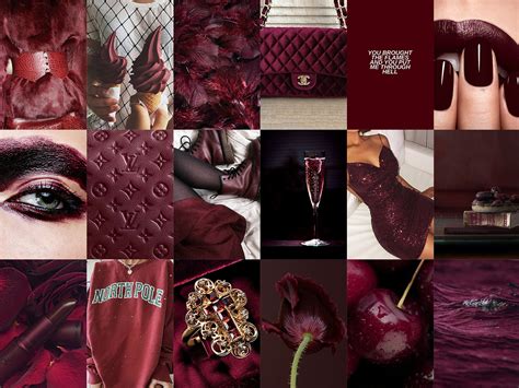 100 Pcs Burgundy Wall Collage Kit Boujee Burgundy Etsy