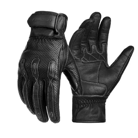 Gants De Moto Classiques R Tro Doigts Complets En Cuir Respirants Pour