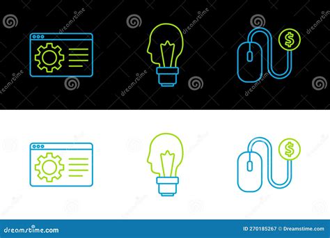 Set Line Advertising Browser Setting And Light Bulb With Concept Of