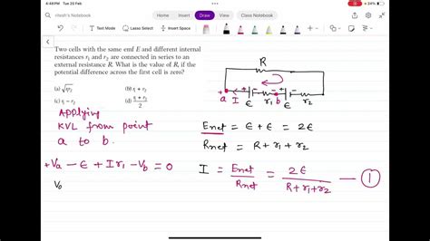 Two Cells With The Same Emf E And Different Internal Resistances R1 And R2 Are Connected In