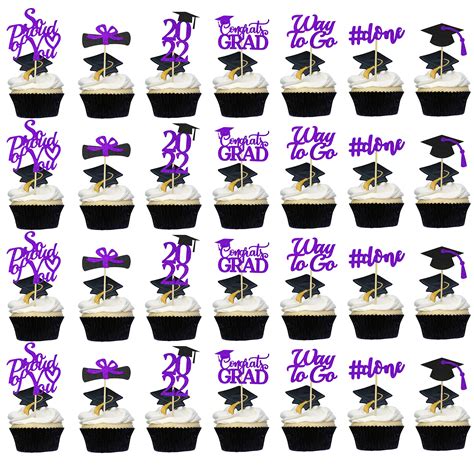 Buy Graduation Cupcake Toppers Purple Glitter Class Of