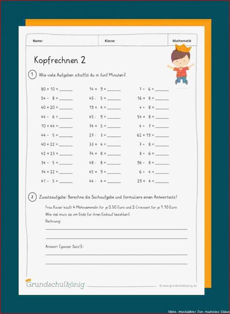 Fabelhaft Mathe Arbeitsbl Tter Zum Ausdrucken Klasse F R