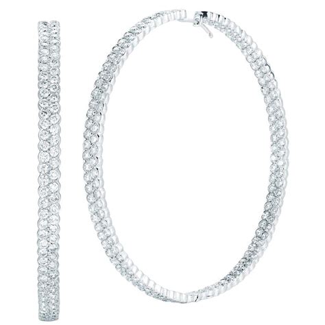 Jona White Diamond 18 Karat White Gold Inside Out Pavé Hoop Earrings For Sale At 1stdibs Pave