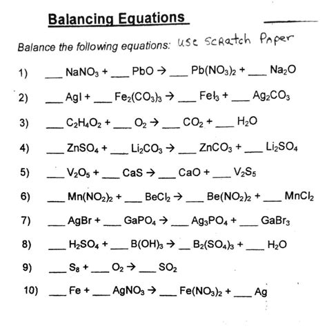 Solved Balance The Following Equations Use Scratch Paper 1