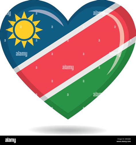 Namibia National Flag In Heart Shape Vector Illustration Stock Vector