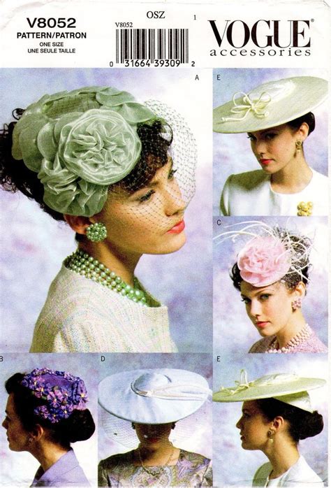 Cut Pattern Vogue Hat Pattern V Misses Vintage Inspired Hats In