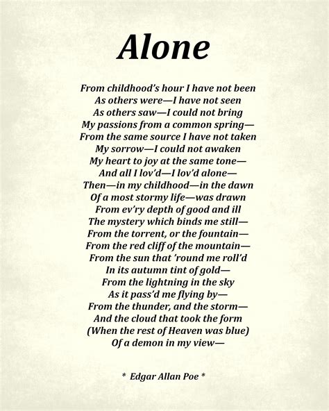 Alone Poem By Edgar Allan Poe Typography Print Gallerythane