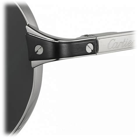 Cartier Pilot Platinum Black Grey Lenses Santos De Cartier Collection Sunglasses Avvenice