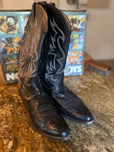 Nocona Kangaroo Black Western Cowboy Men 10 12 Wide 2e Original Box Ebay