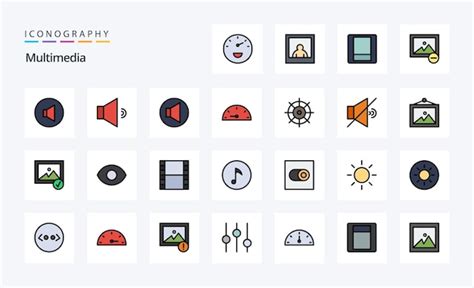 Free Vector 25 Multimedia Line Filled Style Icon Pack Vector