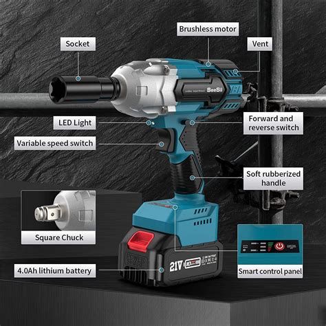 SeeSii Brushless Cordless Impact Wrench 1 2 Inch Max Torque 479 Ft Lbs