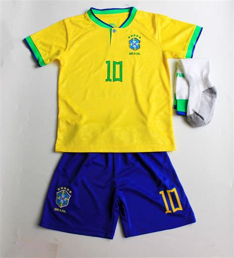 Brasil 2022 Neymar Kids Soccer Uniform Jersey Shors Socks for Boys Girls Youth Sizes,brazil ...