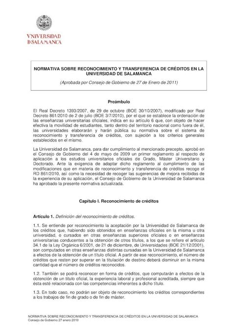 PDF Reforma Reglamento Reconocimiento Transferencia Créditoscampus