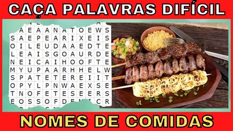 CAÇA PALAVRAS NOMES DE COMIDAS DIFÍCIL INCRIVELMENTE QUIZ YouTube