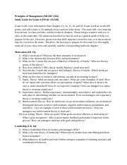 Exam 4 Study Guide FALL16 1 Doc Principles Of Management MGMT 3361