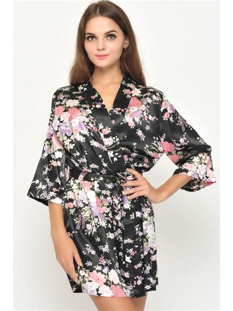 Black Satin Robe Floral Bridesmaid Robes Bridesmaid Robes Floral Black Satin Robe Satin Robe