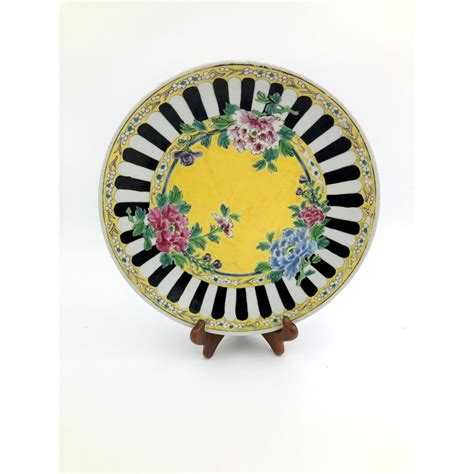 Antique Meiji Japanese Yamatoku Porcelain Plate Yellow Arita Etsy