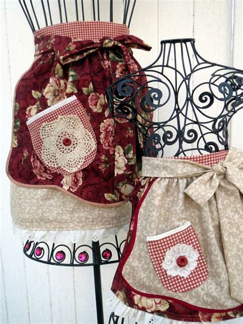 Mother Daughter Matching Half Apron Set Cottage Chic Shabby Etsy