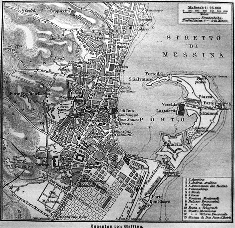 Mappa Di Messina A Fine 800 Architektur