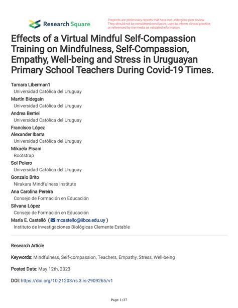 Pdf Effects Of A Virtual Mindful Self Compassion Training On Mindfulness Self Compassion