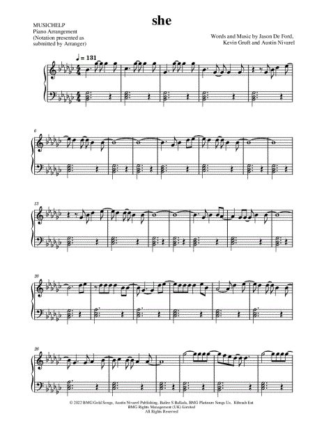 Musichelp She Sheet Music Piano Solo In Gb Major Download And Print Sku Mn0266811