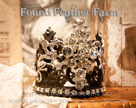 Handmade Tin Crown Embellished With Vintage Brooch And Jewels