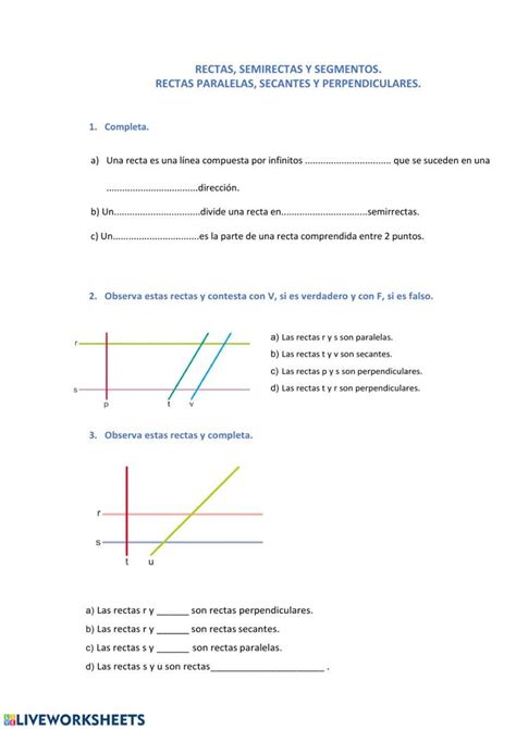 Rectas Semirrectas Y Segmentos Interactive Worksheet Primaria