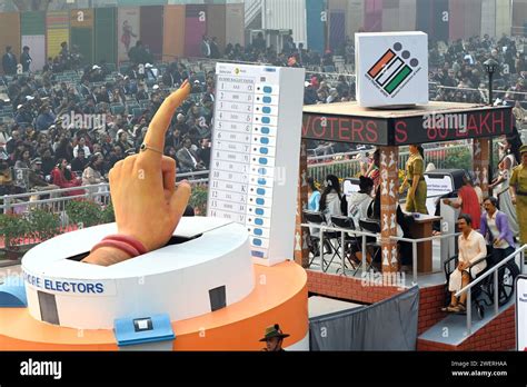 NEW DELHI INDIA JANUARY 26 A Tableaux From Ministry Of Election