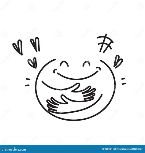 Hand Drawn Doodle Smile And Hug Character Illustration Vector Stock